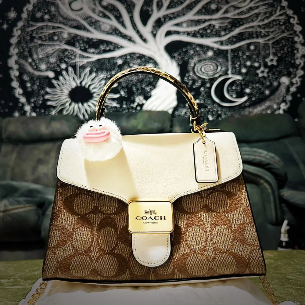 Coach Leopard and White Satchel - Picture 4 of 17